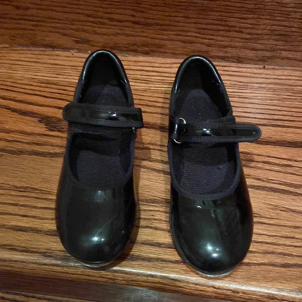 Like New Black Patent Linodes Easy Strap Tap Shoe Dance Flats for Girls-Size 1